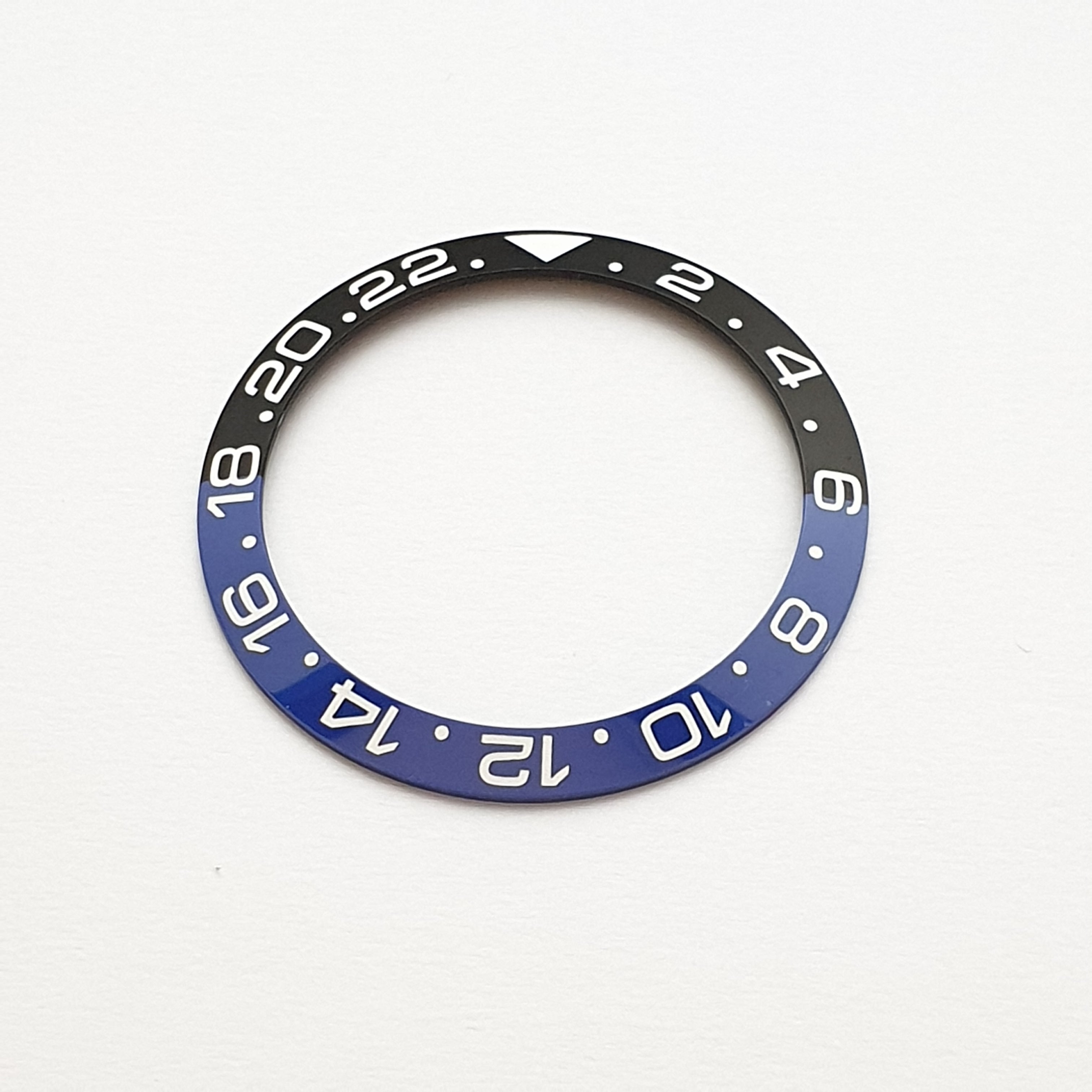 BZI009BAT 38mm Black and Blue with White Text "Batman" GMT Style Sloped Ceramic Insert
