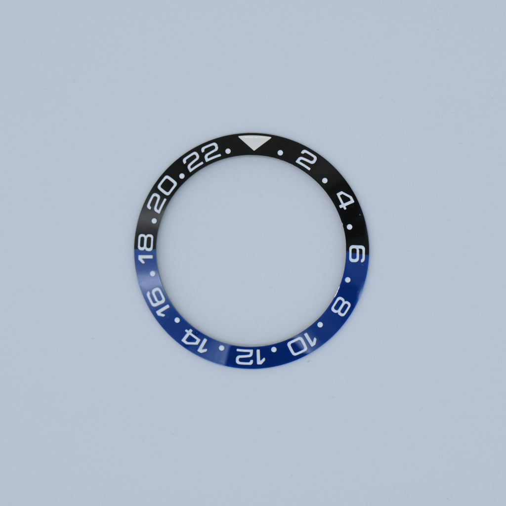 BZI009BAT 38mm Black and Blue with White Text "Batman" GMT Style Sloped Ceramic Insert
