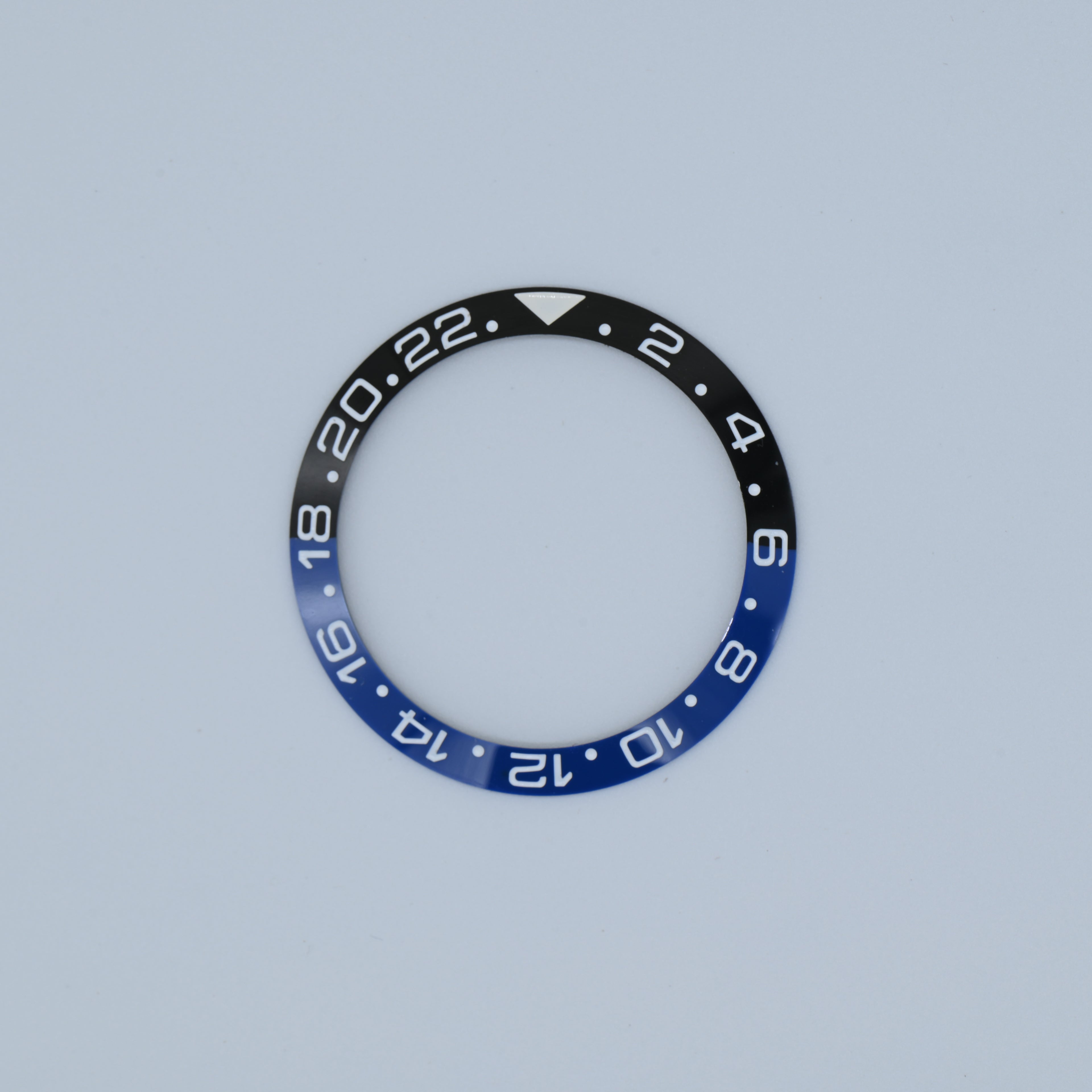 BZI009BAT 38mm Black and Blue with White Text "Batman" GMT Style Sloped Ceramic Insert