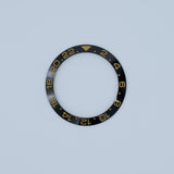 BZI009BKGD 38mm Black with Gold Text GMT Style Sloped Ceramic Insert