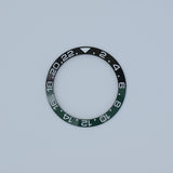 BZI009BKGR 38mm Black and Green with White Text GMT Style Sloped Ceramic Insert