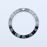 BZI009BKWH 38mm Black with White Text GMT Style Sloped Ceramic Insert