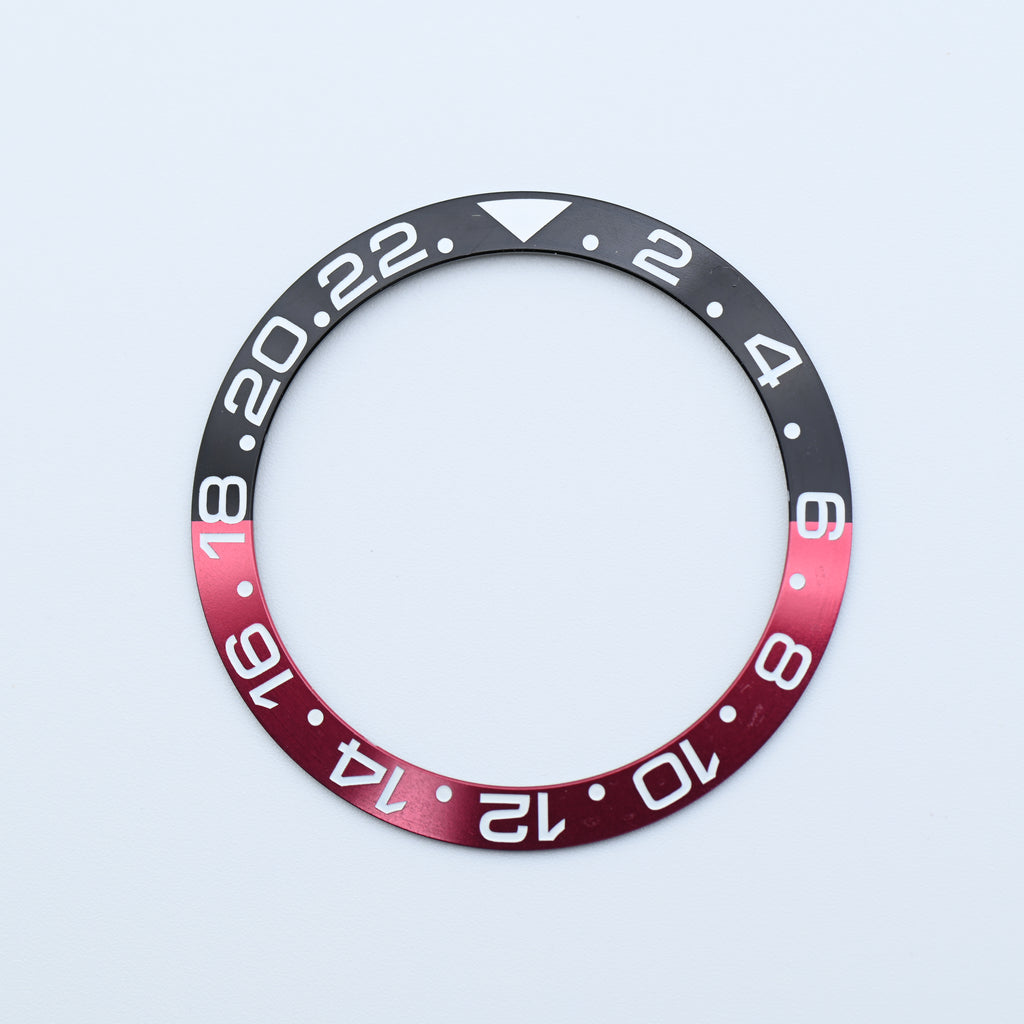 BZI009COK 38mm Black and Red with White Text "COKE" GMT Style Sloped Insert