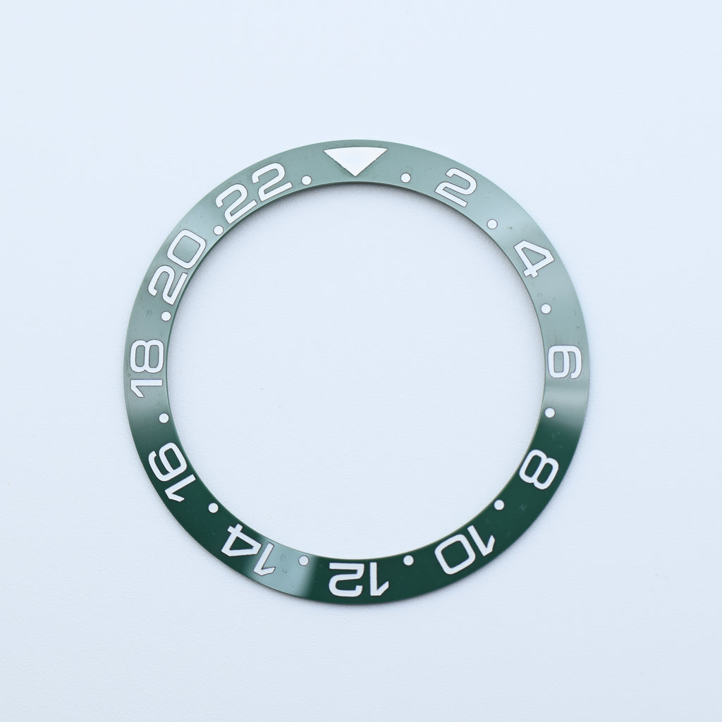 BZI009HUK 38mm Green with White Text "HULK" GMT Style Sloped Ceramic Insert