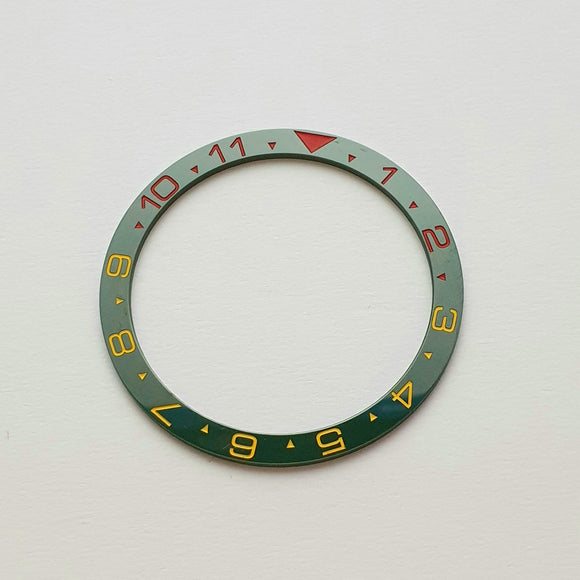 BZI012GRCOL 38mm Green with Red and Yellow Text Dual Time Style Flat Ceramic Insert