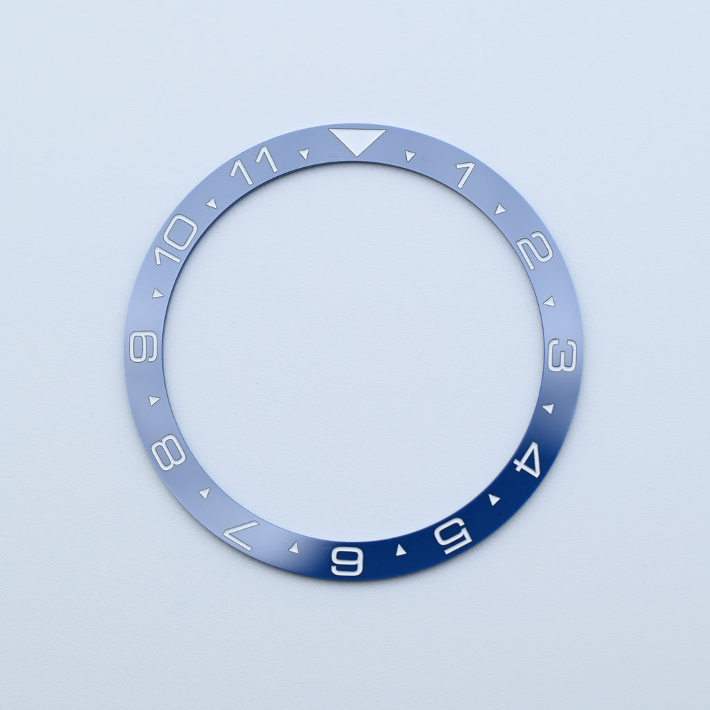 BZI015AEWH 38mm Aegean Blue with White Text Dual Time Style Flat Ceramic Insert