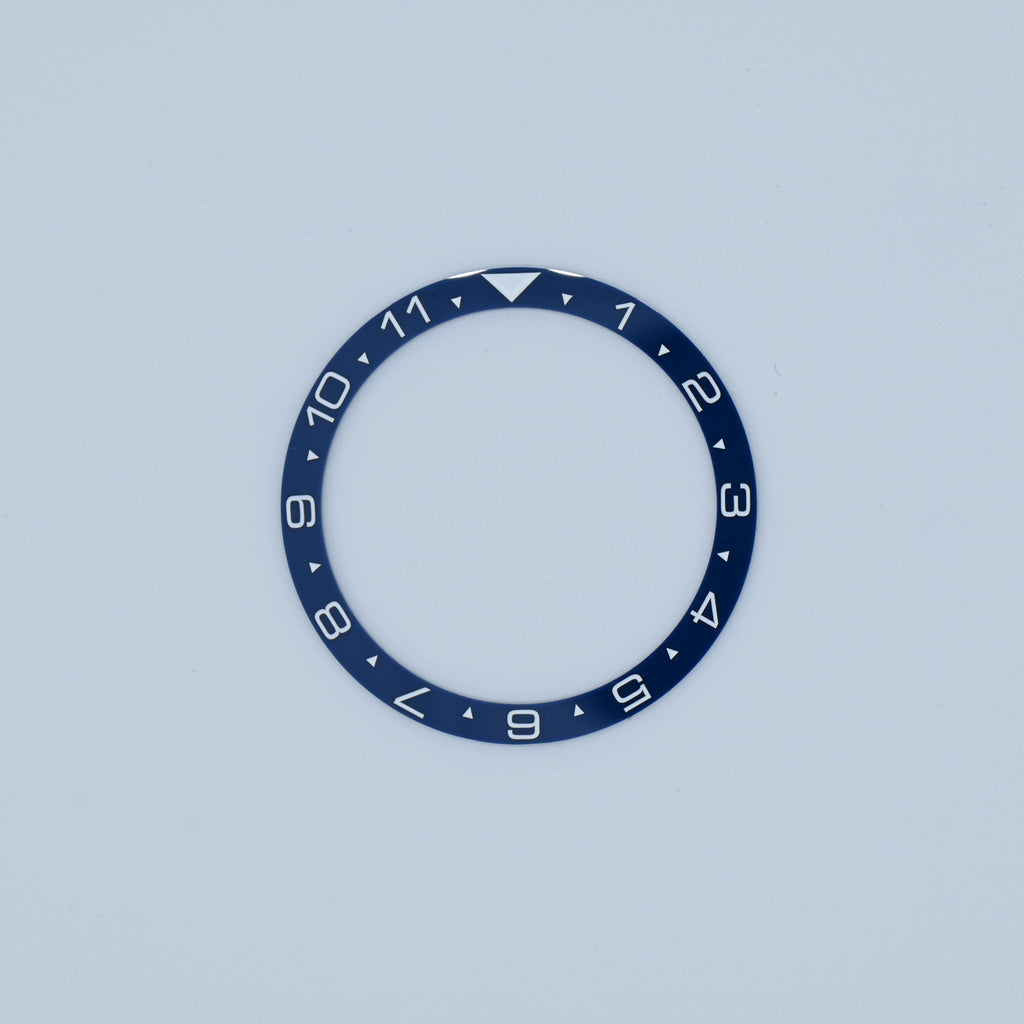 BZI015AEWH 38mm Aegean Blue with White Text Dual Time Style Flat Ceramic Insert