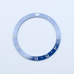 BZI015AEWH 38mm Aegean Blue with White Text Dual Time Style Flat Ceramic Insert