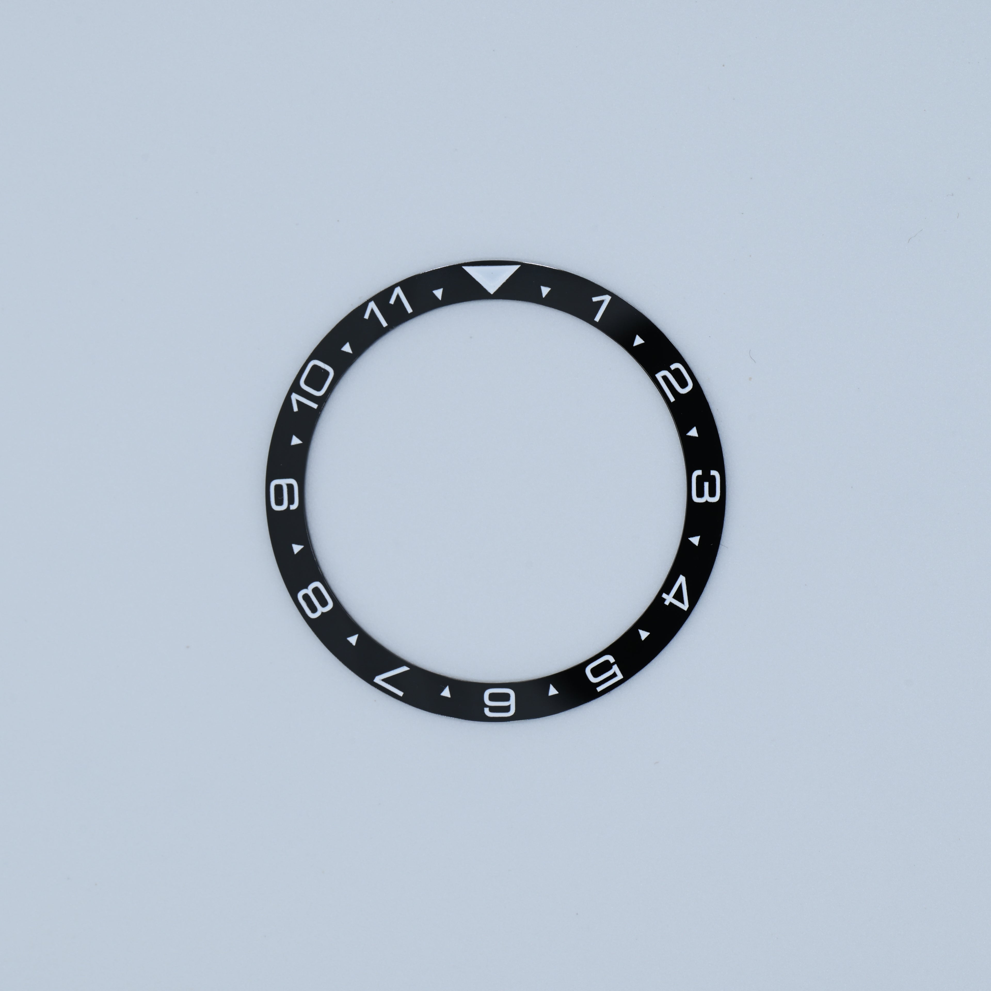 BZI015GLBKWH 38mm Gloss Black with White Text Dual Time Style Flat Ceramic Insert
