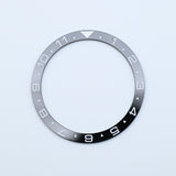 BZI015GLBKWH 38mm Gloss Black with White Text Dual Time Style Flat Ceramic Insert