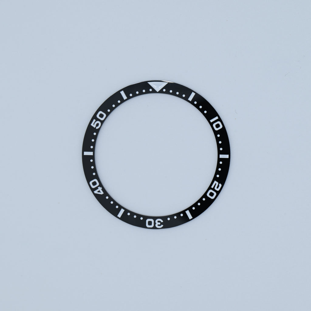 BZI016BKWH 38mm Black with White Text SKX Style Flat Ceramic Insert