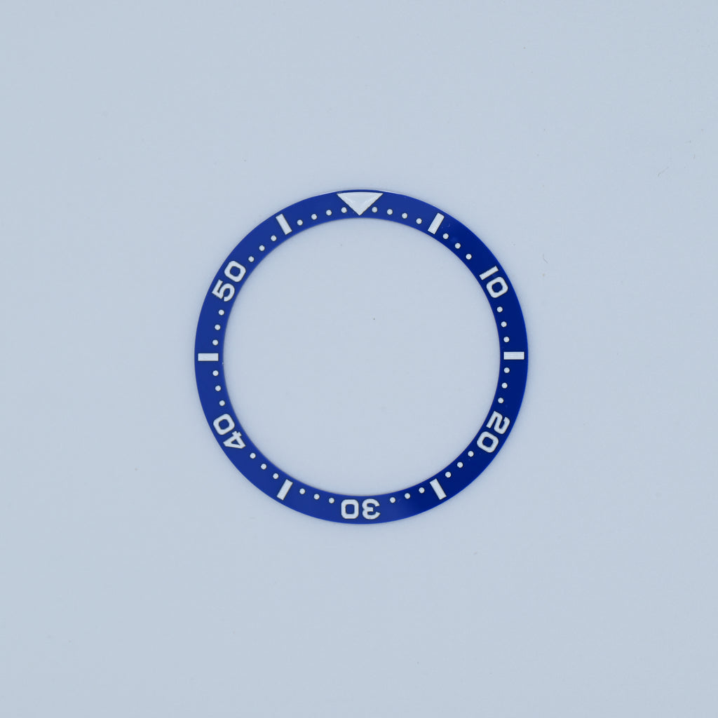 BZI016BLWH 38mm Blue with White Text SKX Style Flat Ceramic Insert