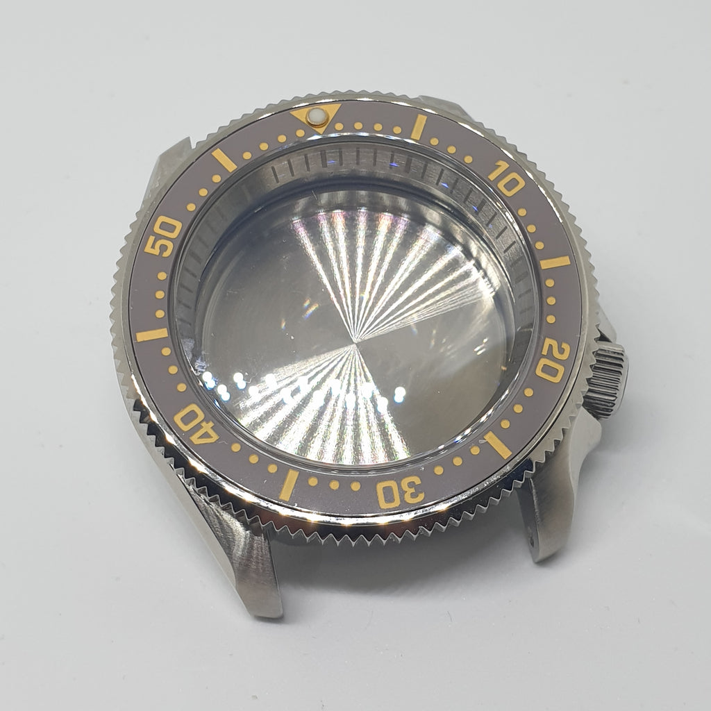 BZI016GYGD 38mm Dawn Grey with Gold Text SKX Style Flat Ceramic Insert