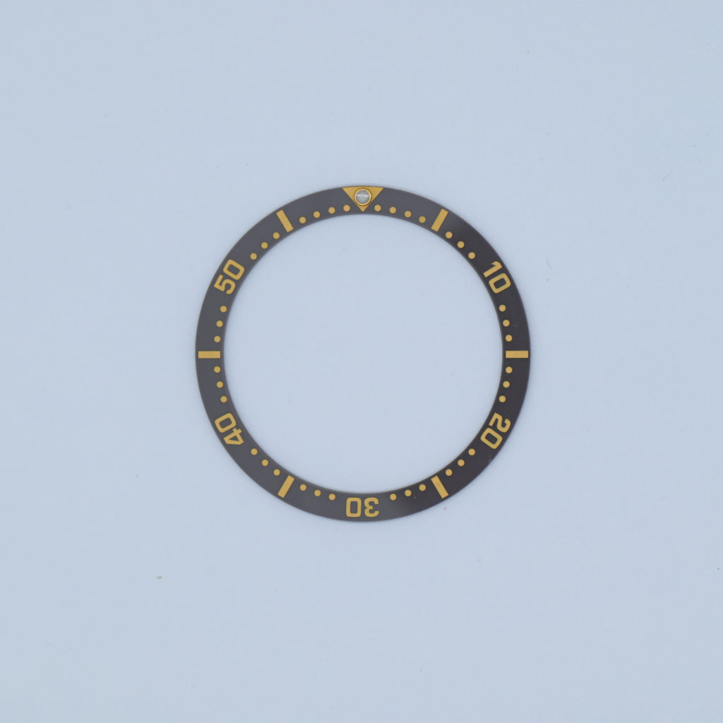 BZI016GYGD 38mm Dawn Grey with Gold Text SKX Style Flat Ceramic Insert