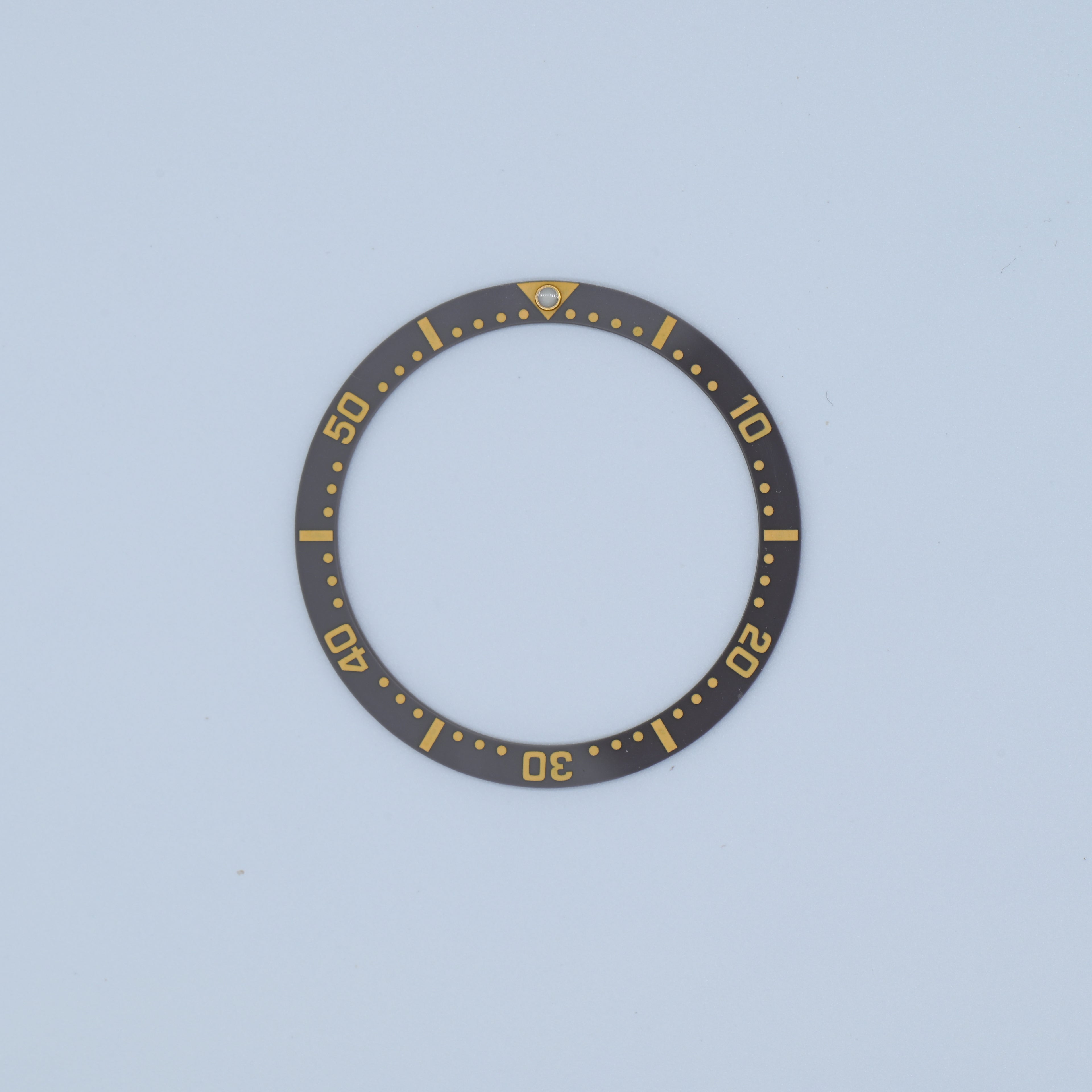 BZI016GYGD 38mm Dawn Grey with Gold Text SKX Style Flat Ceramic Insert