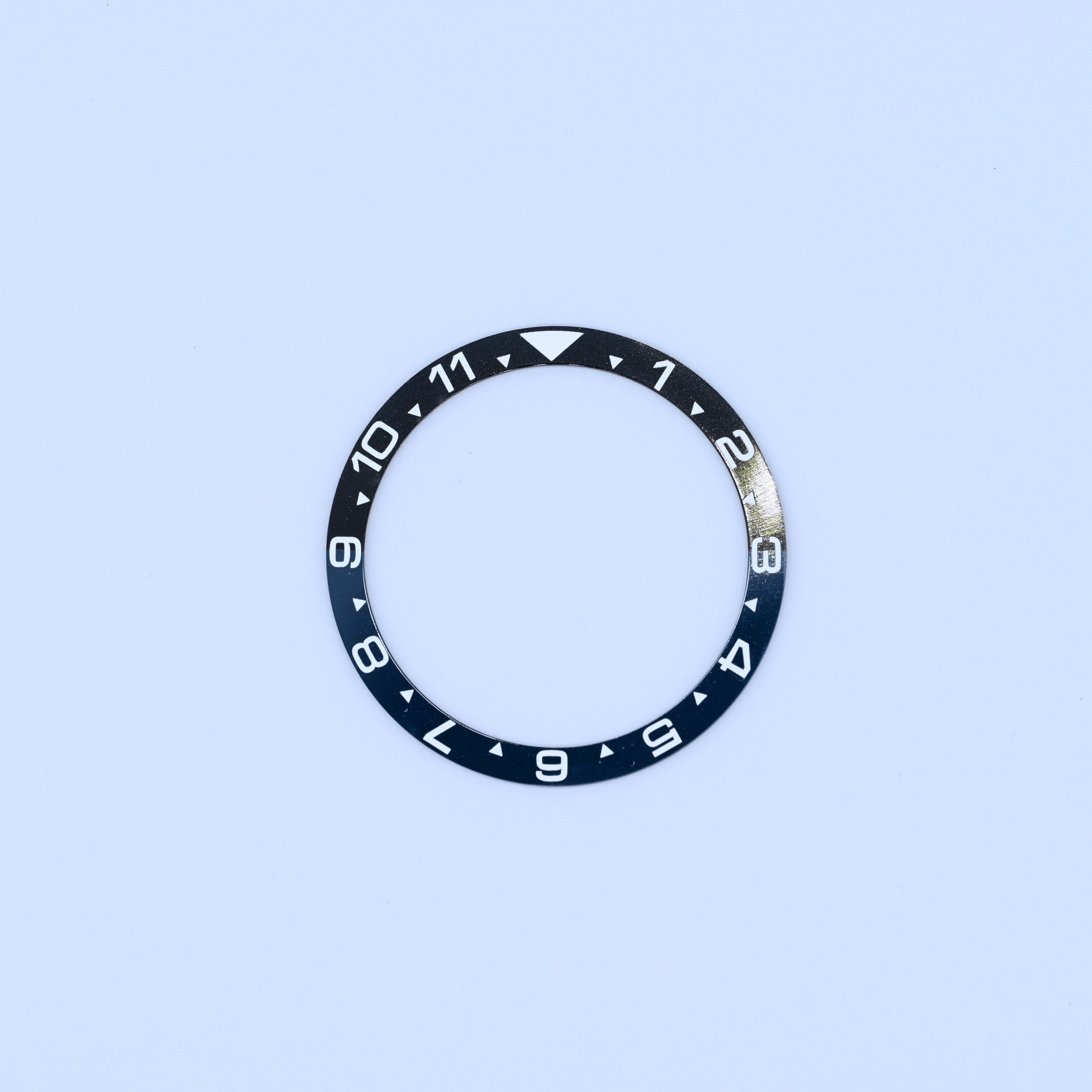 BZI017AEBK 38mm Aegean Blue and Black with White Text Dual Time Style Flat Ceramic Insert