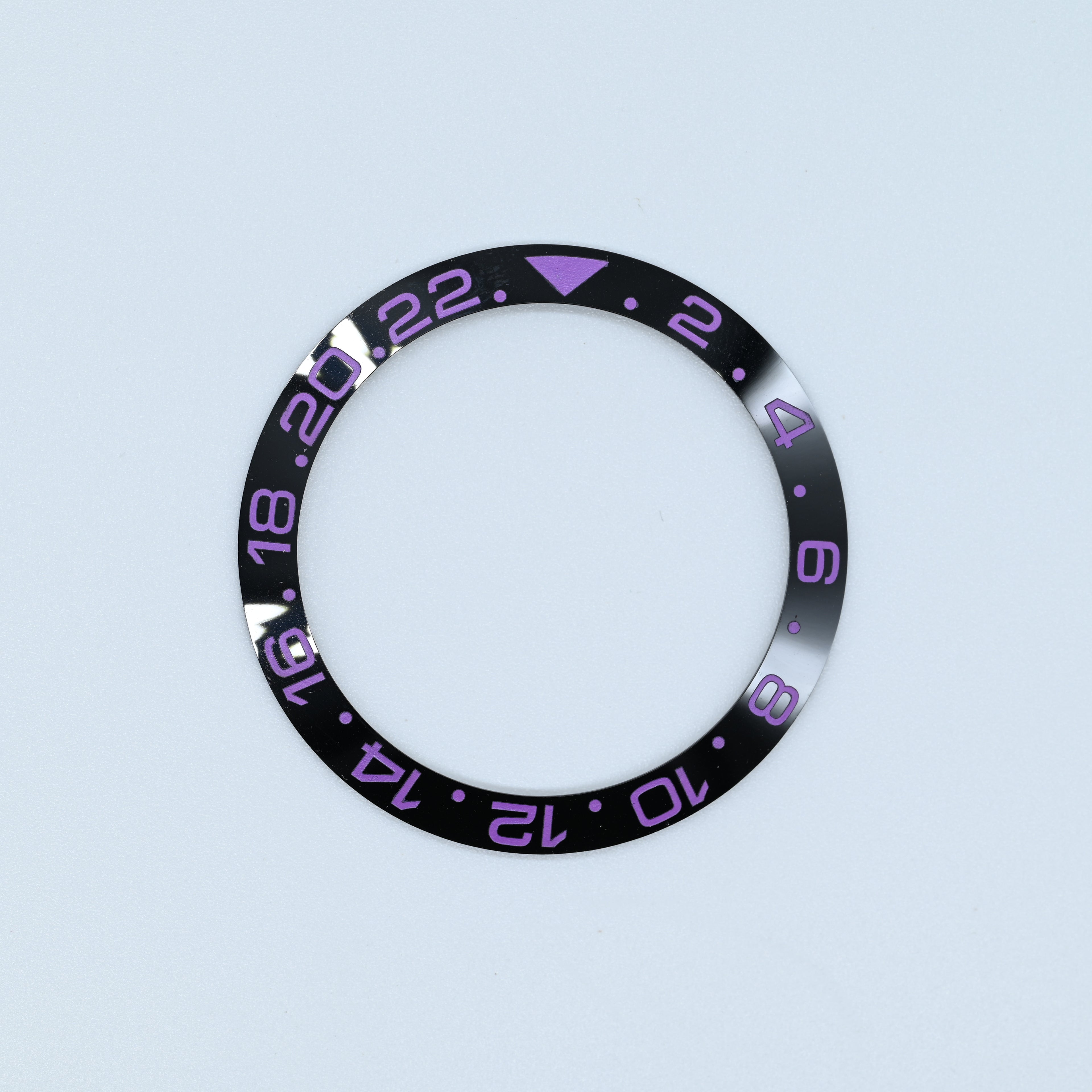BZI019BK 38mm Black with Purple Text GMT Style Sloped Insert