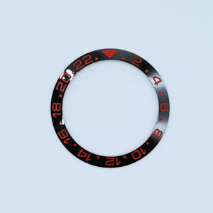 BZI019BK 38mm Black with Red Text GMT Style Sloped Insert