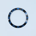 BZI019BKET 38mm Black with Electric Blue Text GMT Style Sloped Insert