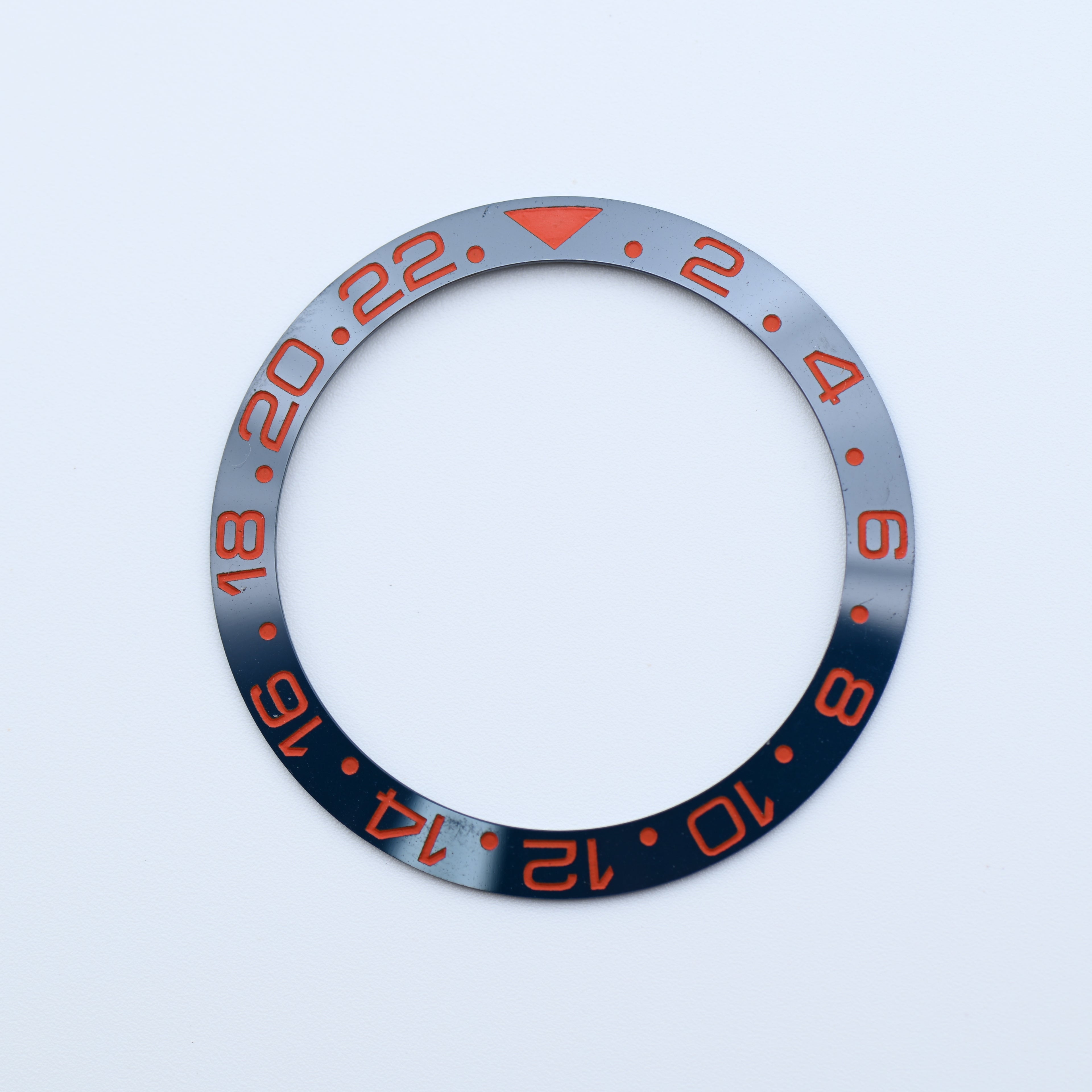 BZI019BLGP 38mm Deep Blue with Grapefrult Text GMT Style Sloped Insert