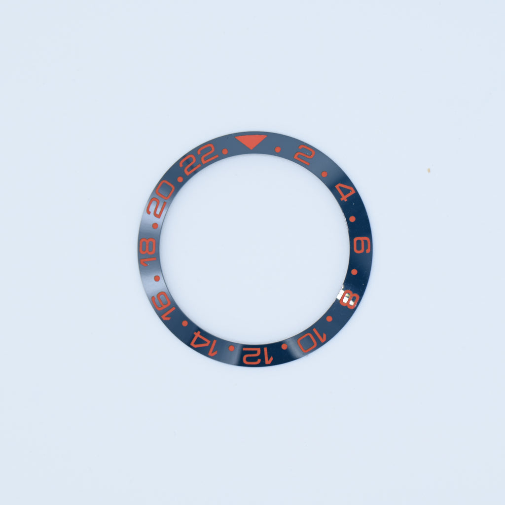 BZI019BLGP 38mm Deep Blue with Grapefrult Text GMT Style Sloped Insert