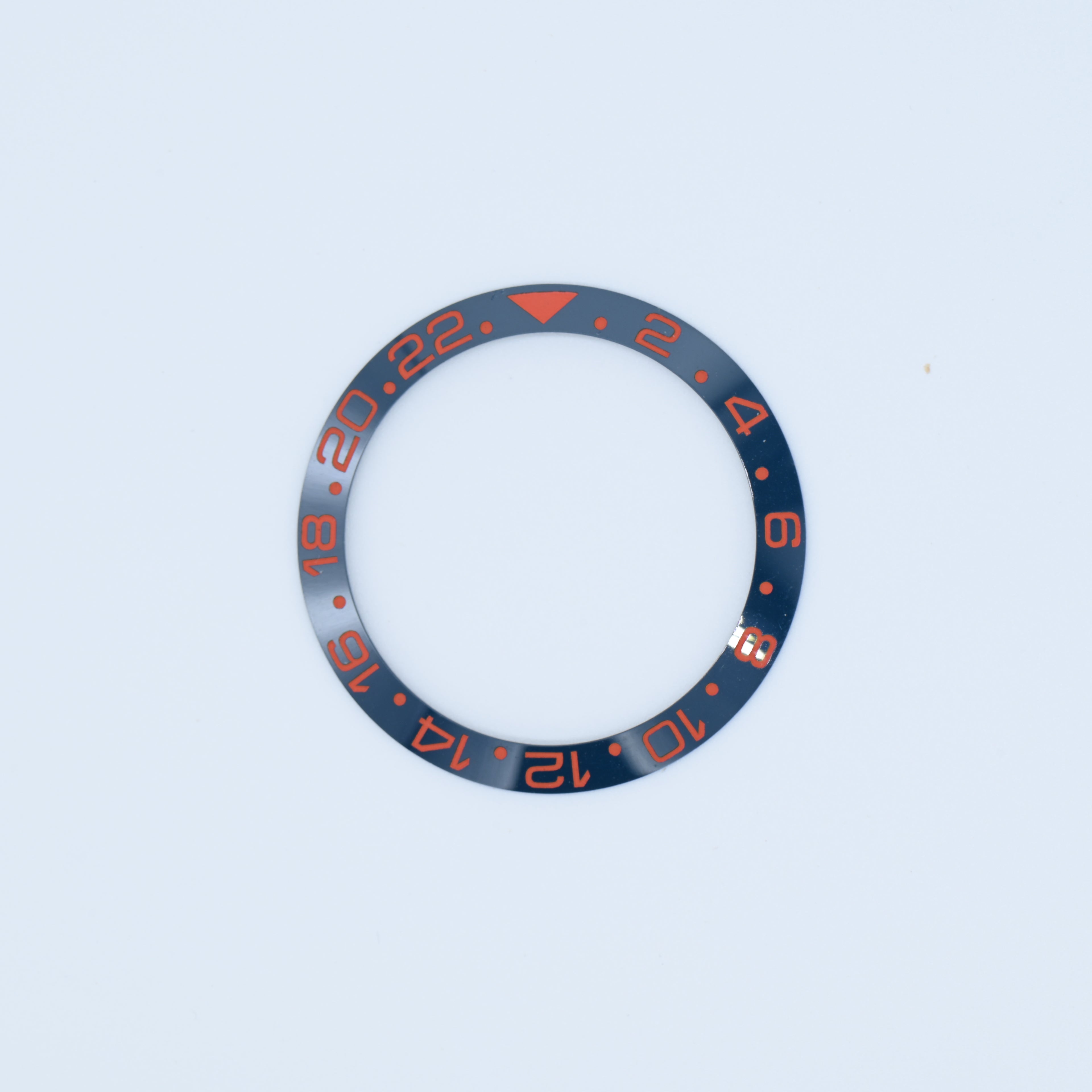 BZI019BLGP 38mm Deep Blue with Grapefrult Text GMT Style Sloped Insert
