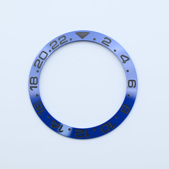 BZI019BLGY 38mm Blue with Grey Text GMT Style Sloped Insert
