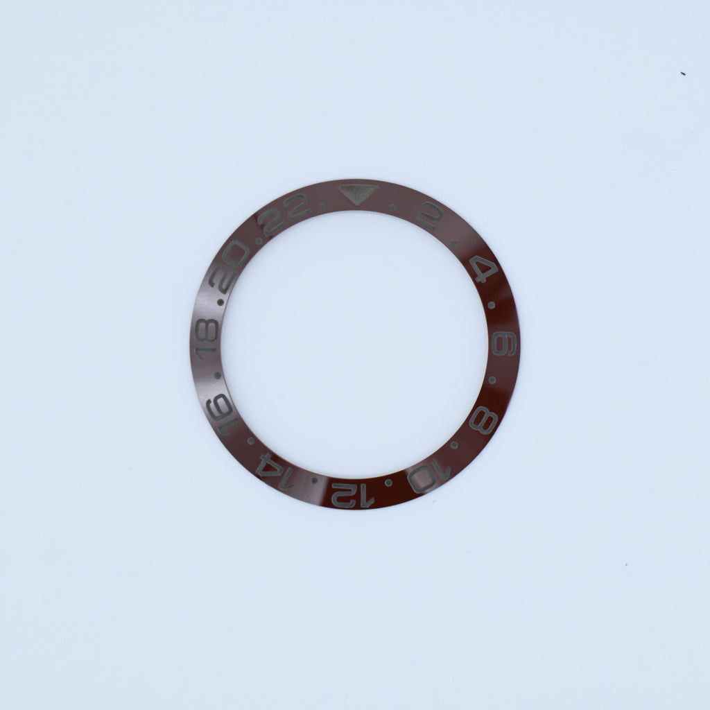 BZI019BRGY 38mm Brown with Grey Text GMT Style Sloped Insert
