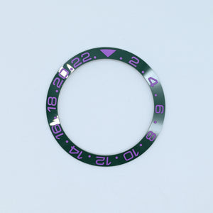 BZI019GR 38mm Green with Purple Text GMT Style Sloped Insert
