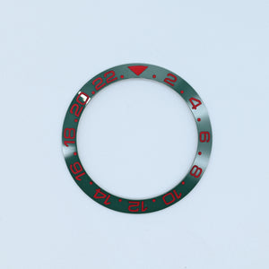 BZI019GR 38mm Green with Red Text GMT Style Sloped Insert