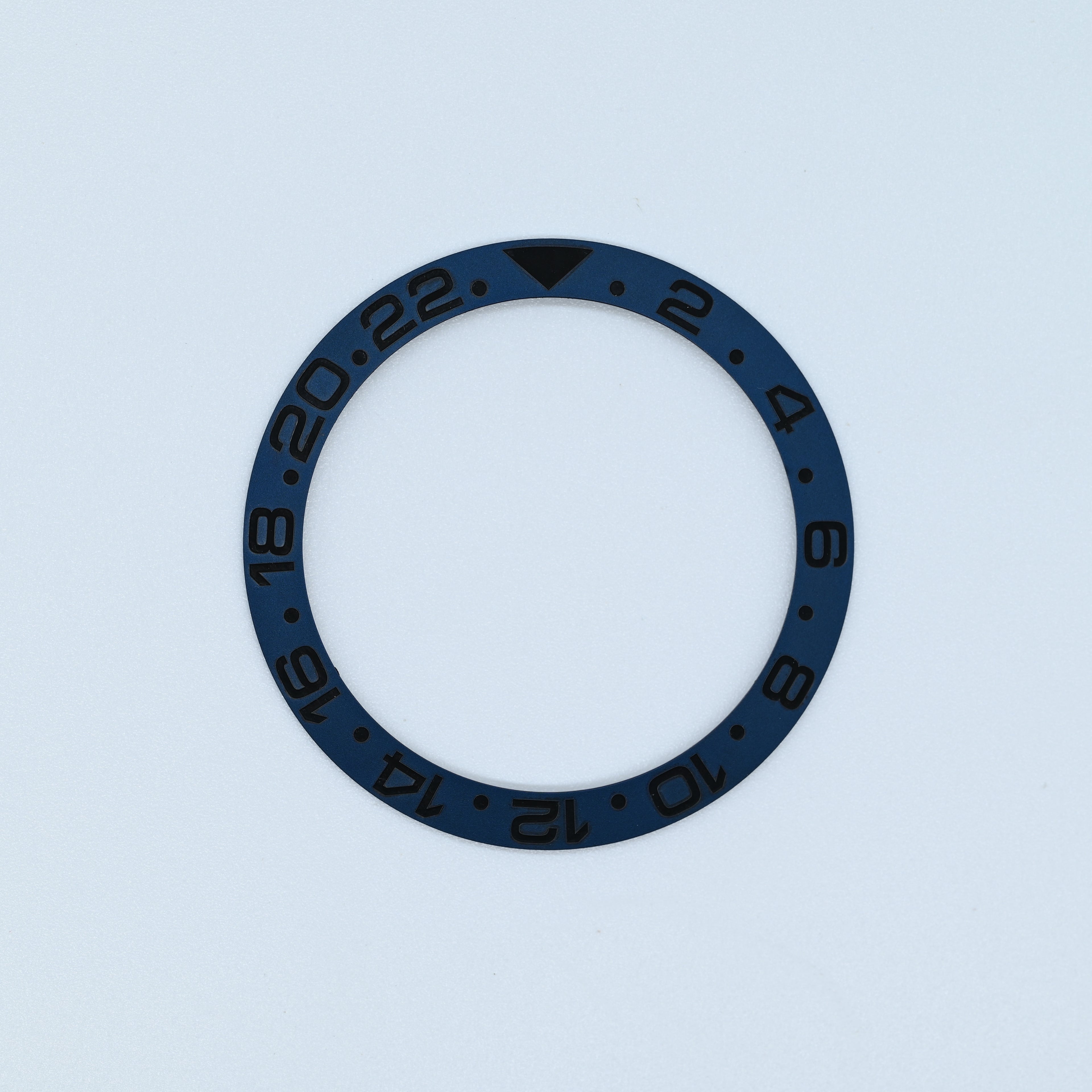 BZI019MTBL 38mm Matte Dark Blue with Black Text GMT Style Sloped Insert