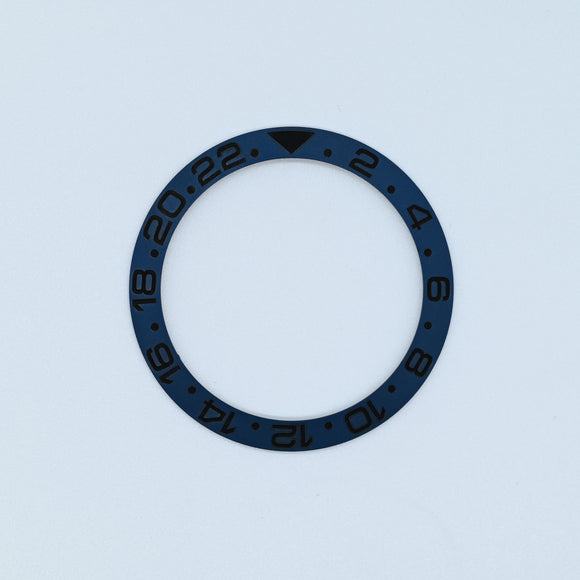 Blue Matte Insert BZI019MTBL 38mm Matte Dark Blue with Black Text GMT Style Sloped Inser ...