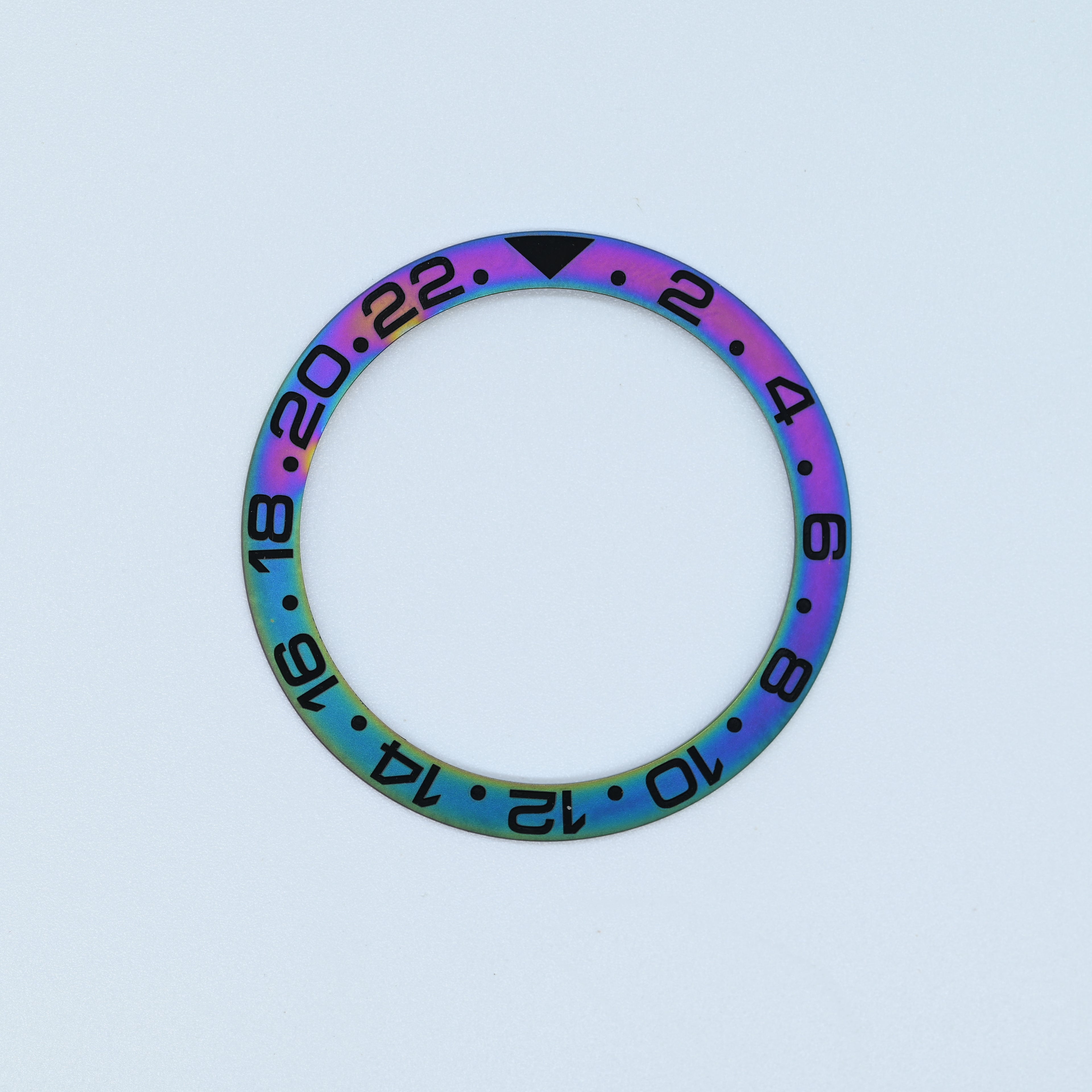 BZI009OLBK 38mm Matte Oil Slick with Black Text GMT Style Sloped Insert