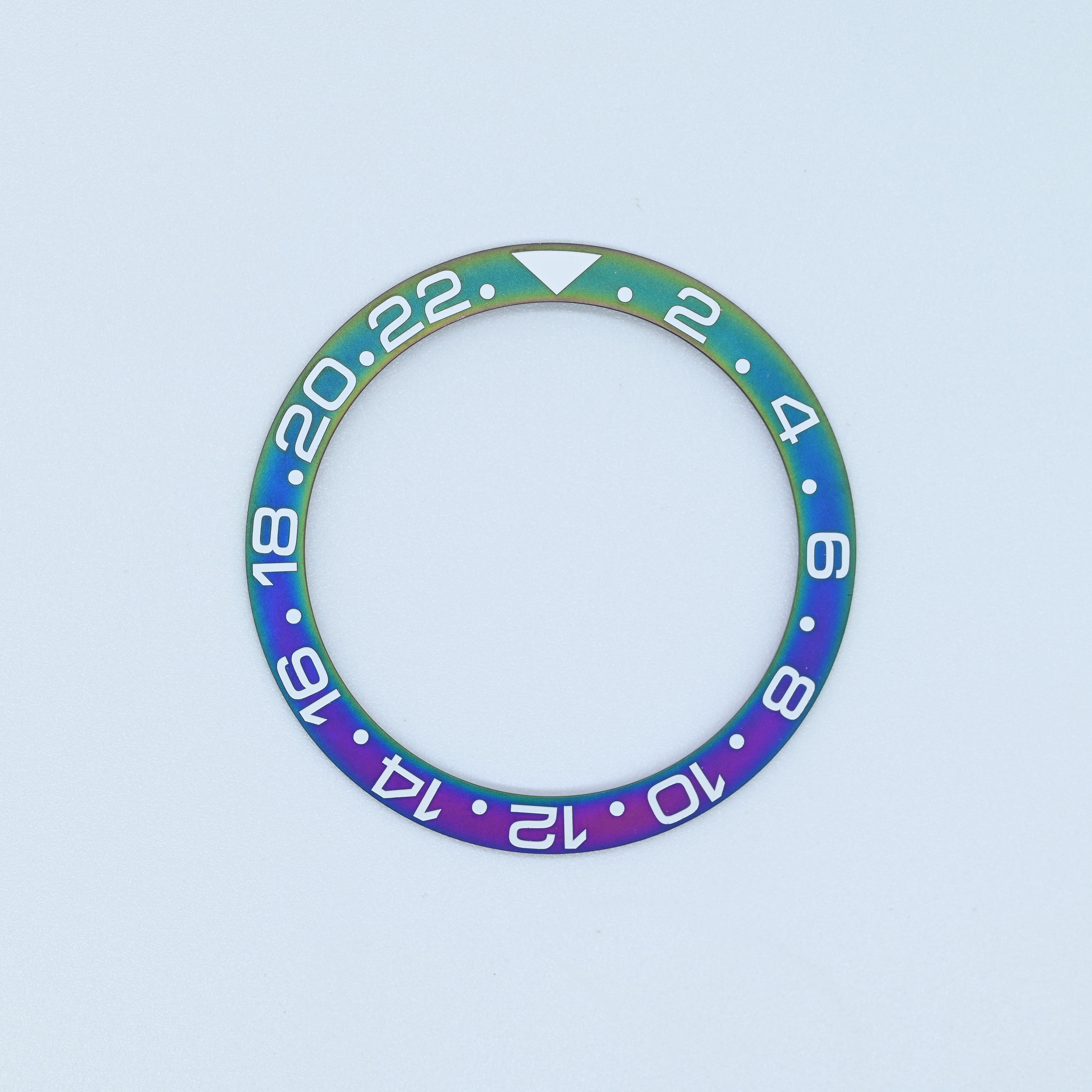 BZI009OLWT 38mm Matte Oil Slick with White Text GMT Style Sloped Insert