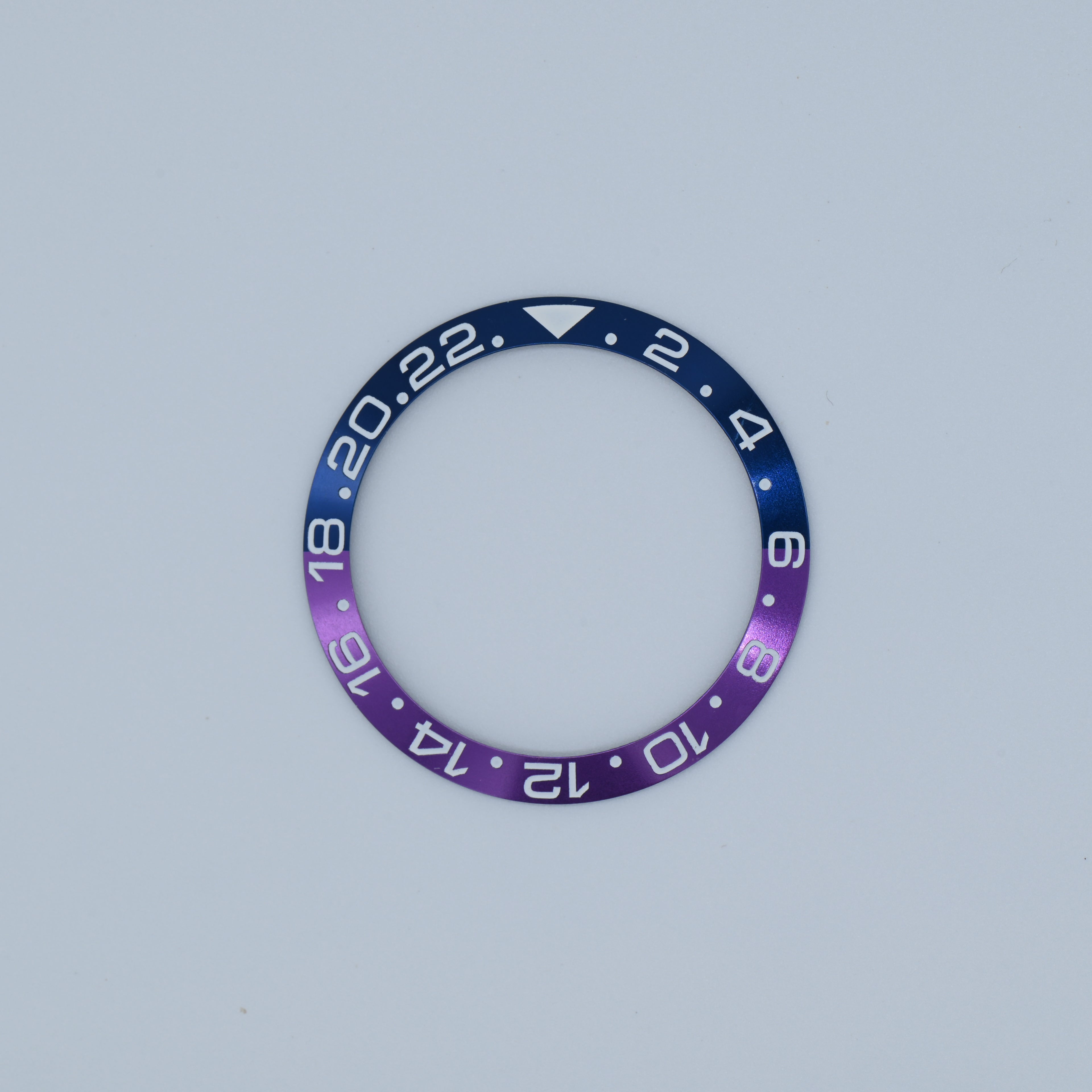 BZI019PUBL 38mm Purple and Blue with White Text GMT Style Sloped Insert