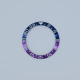 BZI019PUBL 38mm Purple and Blue with White Text GMT Style Sloped Insert