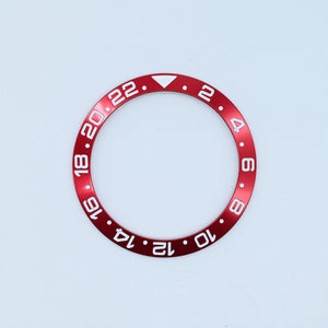 BZI019RD 38mm Red with White Text GMT Style Sloped Insert