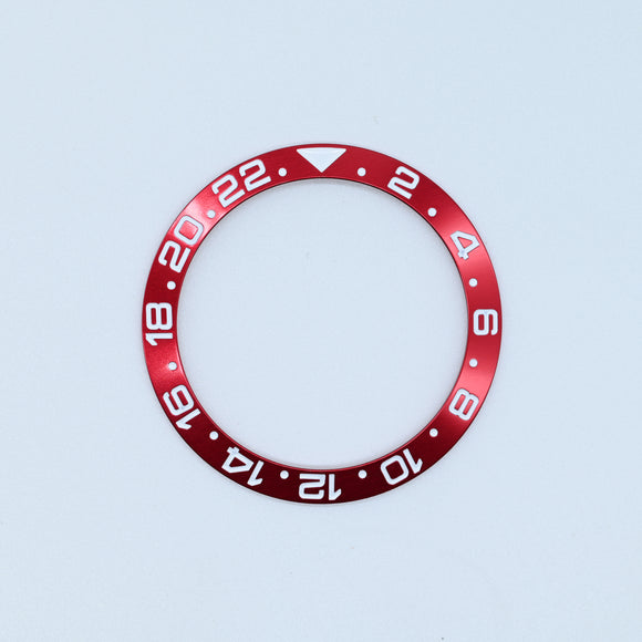 BZI019RD 38mm Red with White Text GMT Style Sloped Insert
