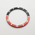BZI018BKRD 38mm Black and Red with Lume Pip Flat Anodised Aluminium Insert