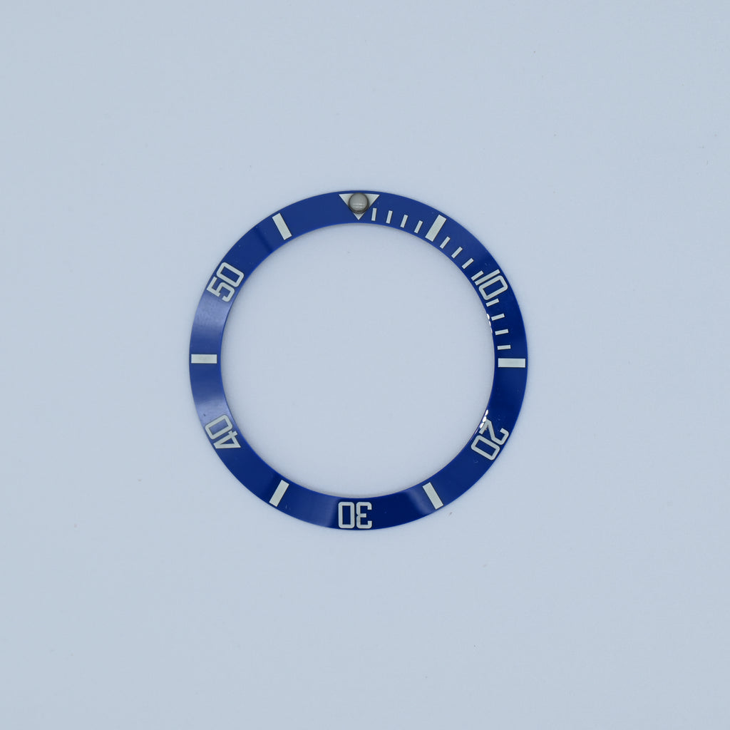 BZI021 38mm Lumed Blue With White Text Sub Style Sloped Ceramic Insert