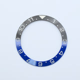 BZI023 38mm Lumed Black and Blue With White Text "BATMAN" Dual-Time Style Sloped Ceramic Insert
