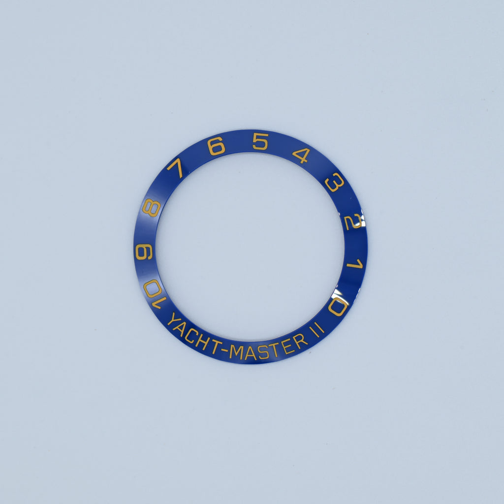 BZI025 38mm Blue with Gold Text YMII Style Sloped Ceramic Insert