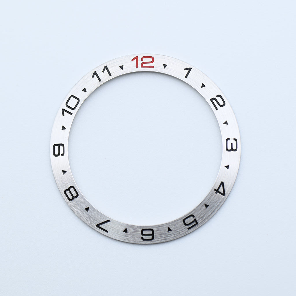 BZI033 38mm Brushed Silver Dual Time Sloped Steel Insert
