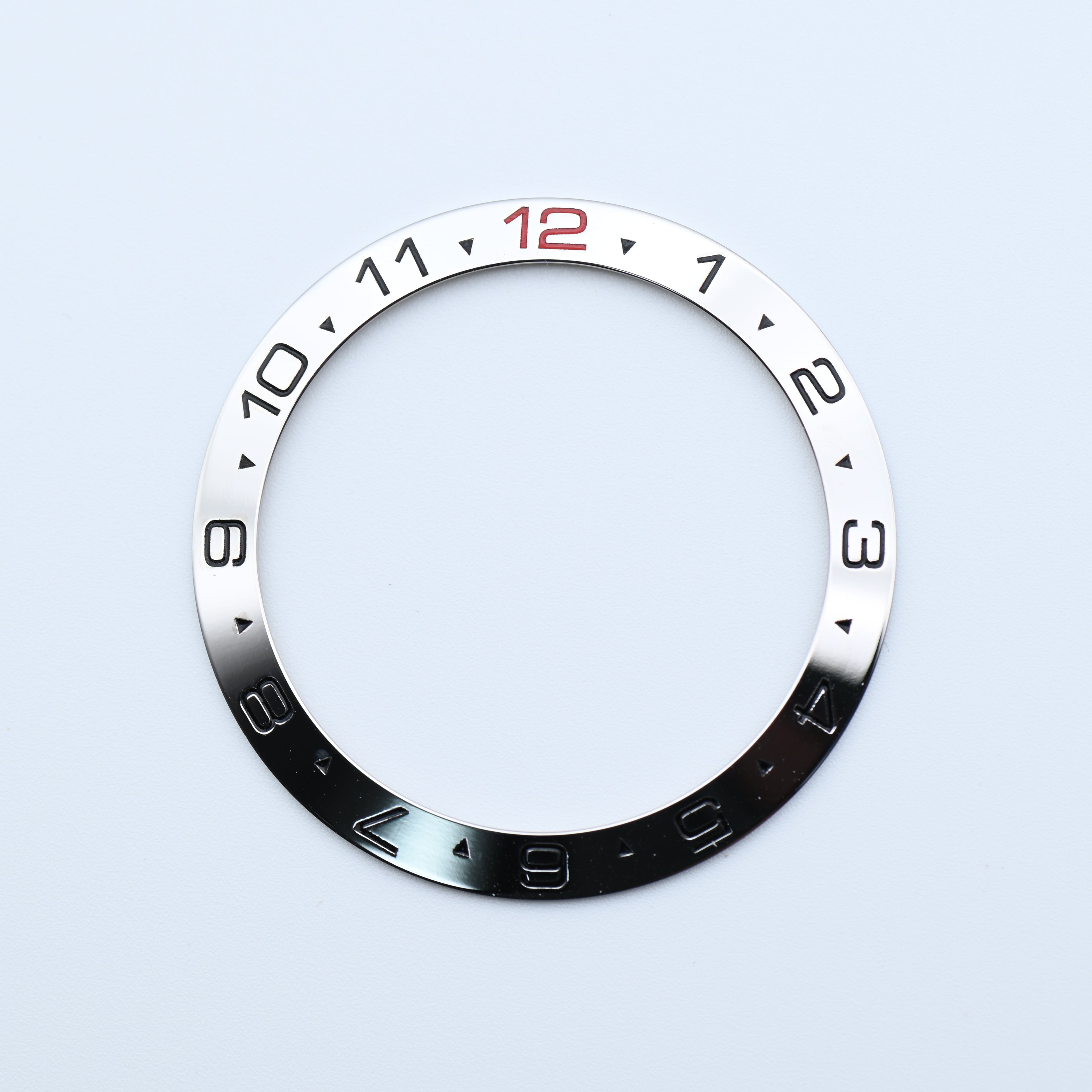 BZI034 38mm Polished Silver Dual Time Sloped Steel Insert