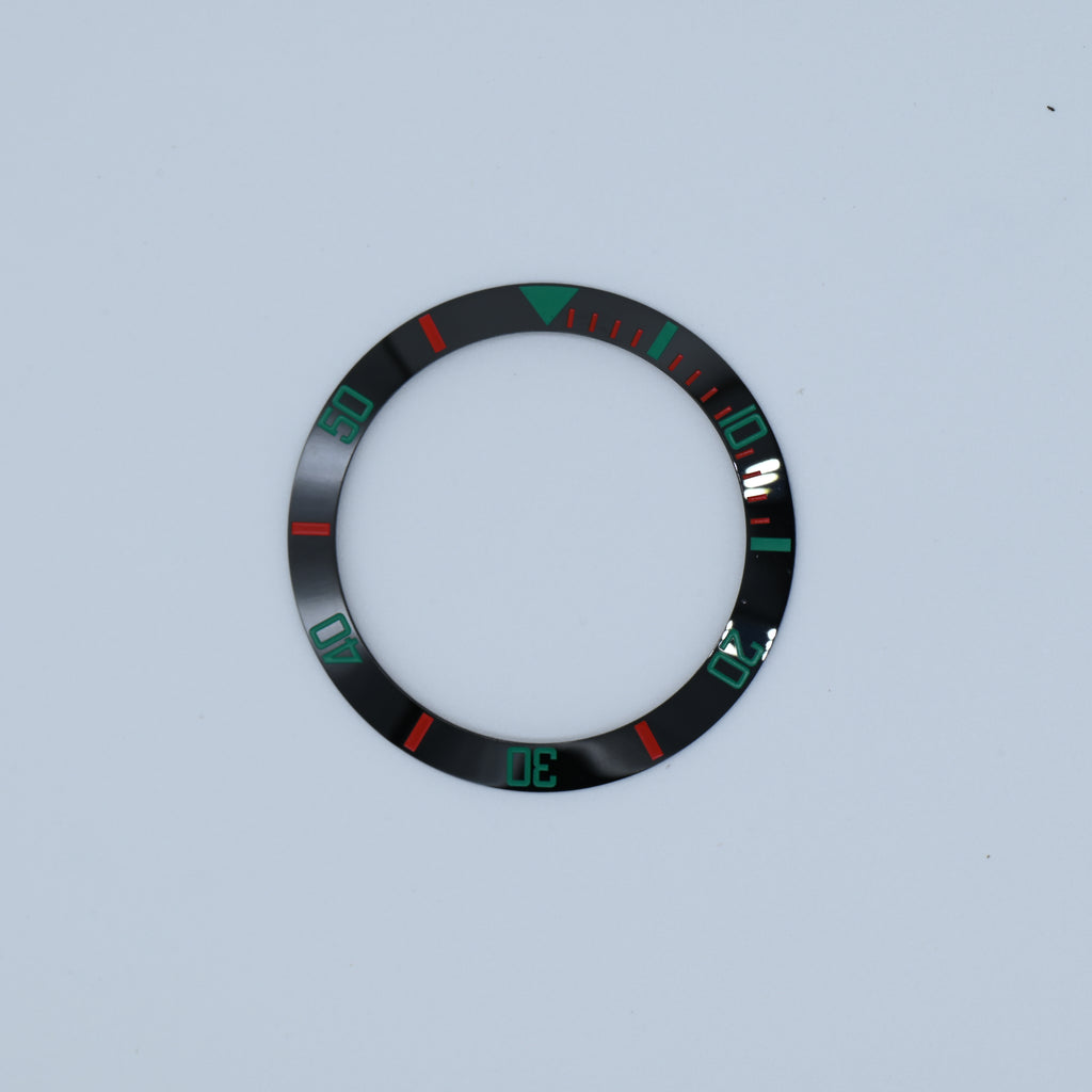 BZI039 38mm Black Sub with Red and Green Text Sloped Ceramic Insert