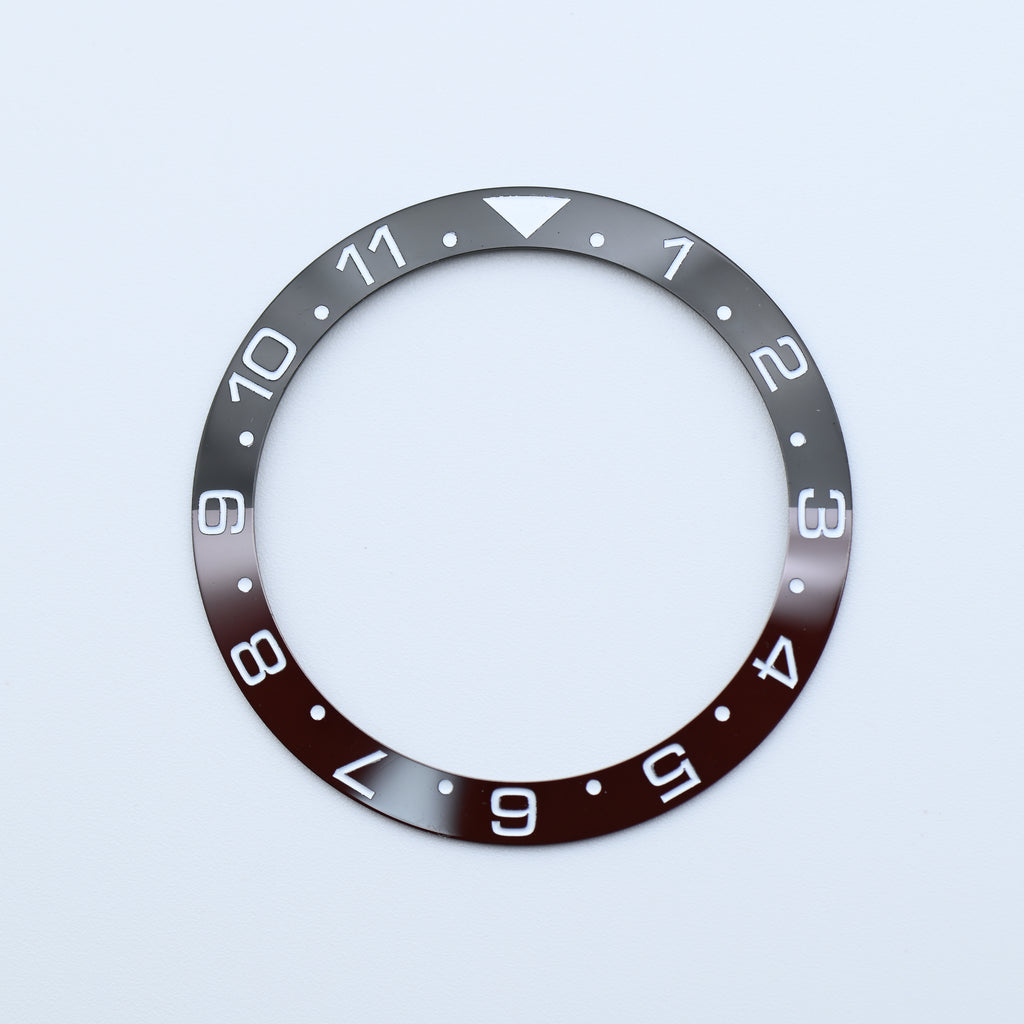 BZI040 38mm Dual Time Black and Brown Sloped Ceramic Insert
