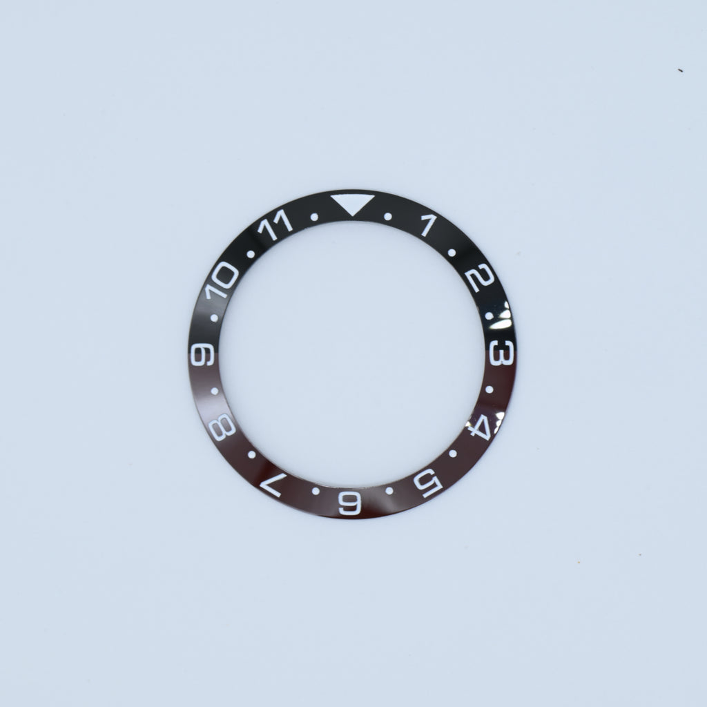 BZI040 38mm Dual Time Black and Brown Sloped Ceramic Insert