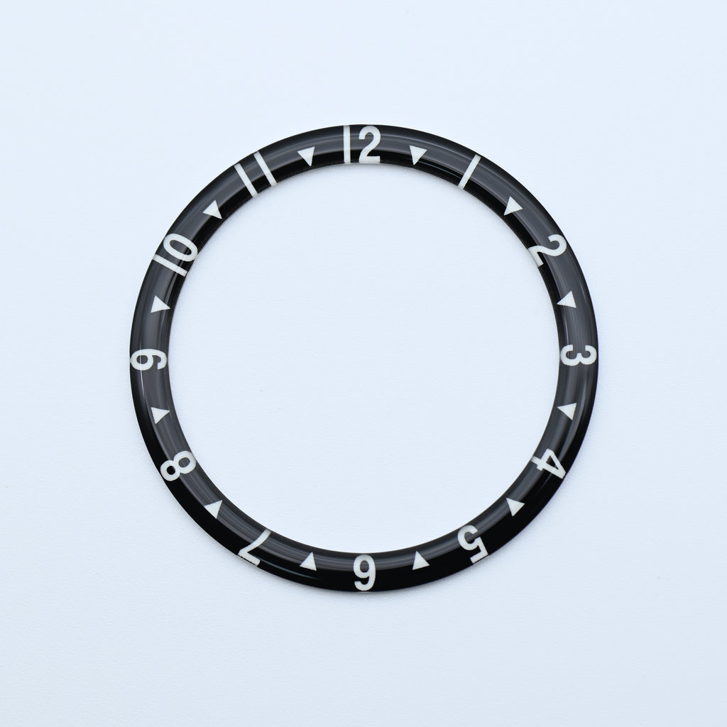 BZI046 38mm Classic Dual-Time Dome Style Lumed Glass Insert - Black
