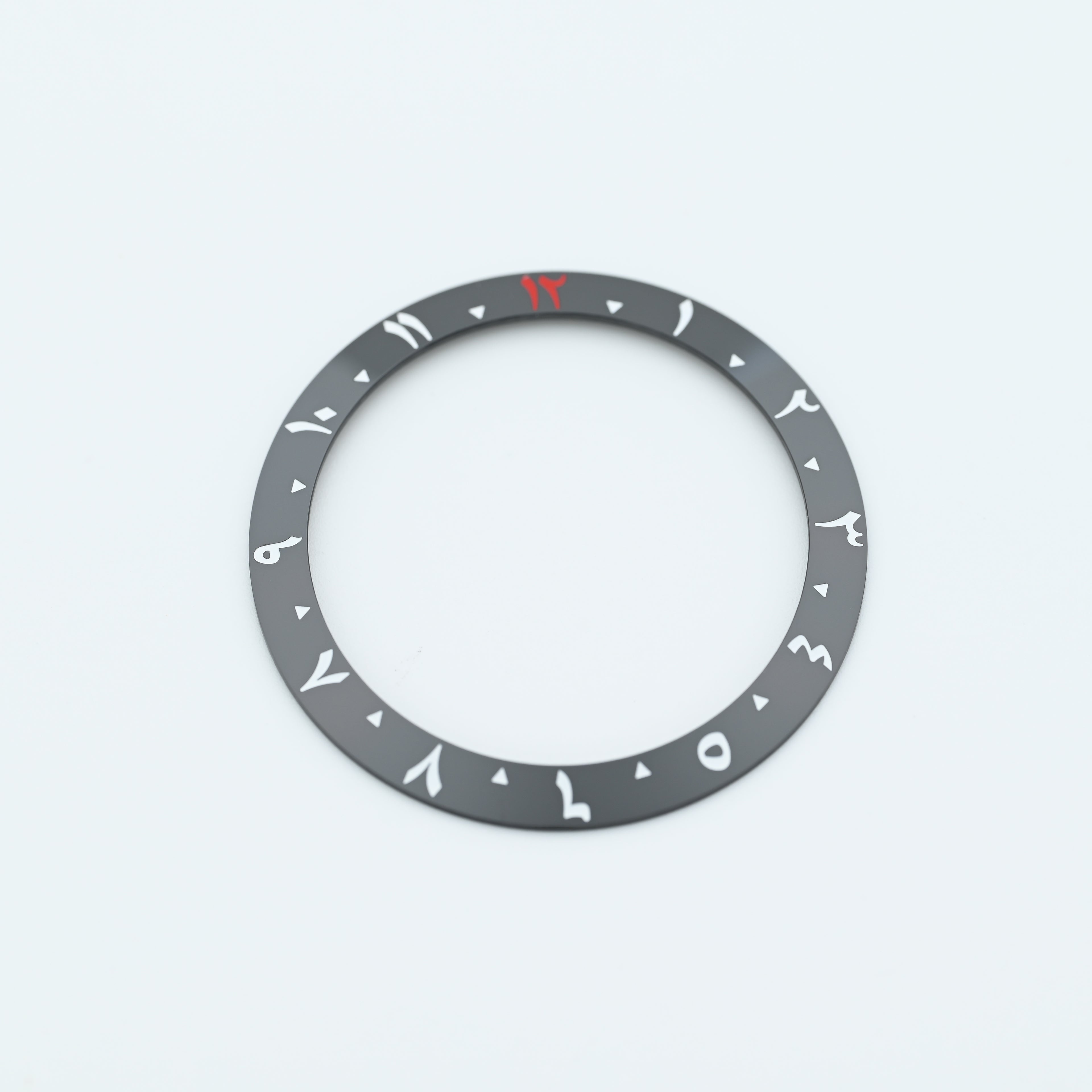BZI051 38mm Arabic Dual-Time Sloped Ceramic Insert with Red 12