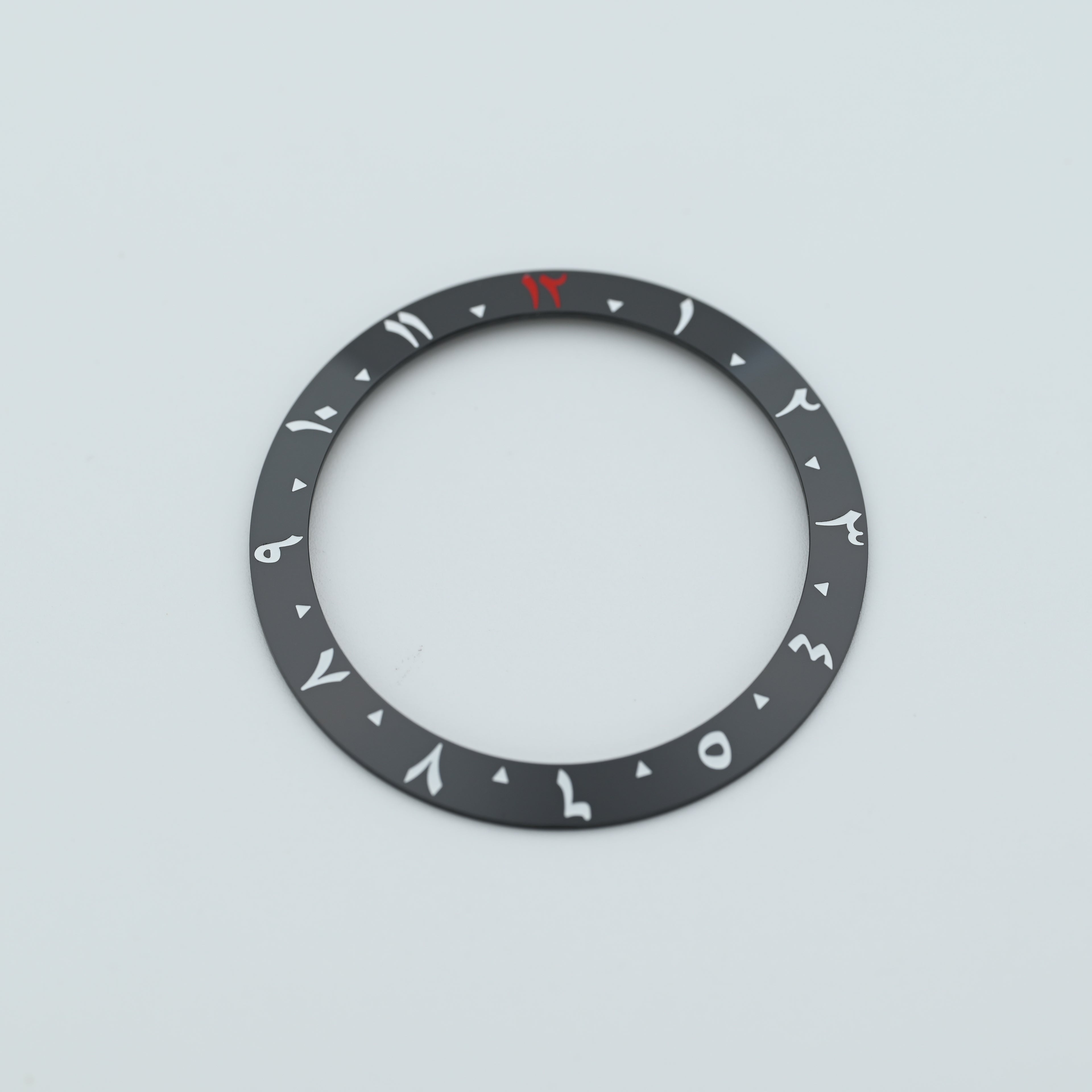 BZI051 38mm Arabic Dual-Time Sloped Ceramic Insert with Red 12